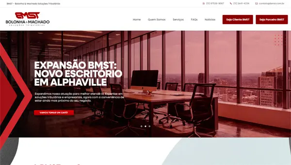 Página inicial do site BMST