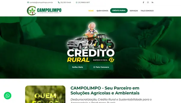 Página inicial do site Campolimpo
